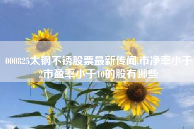000825太钢不锈股票最新传闻,市净率小于2市盈率小于10的股有哪些