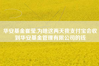 华安基金崔莹,为啥这两天我支付宝会收到华安基金管理有限公司的钱