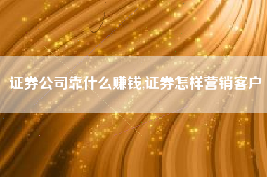证券公司靠什么赚钱,证券怎样营销客户