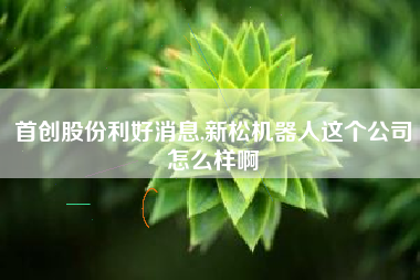 首创股份利好消息,新松机器人这个公司怎么样啊