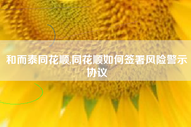 和而泰同花顺,同花顺如何签署风险警示协议