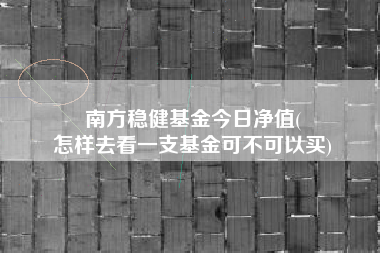 南方稳健基金今日净值(
怎样去看一支基金可不可以买)