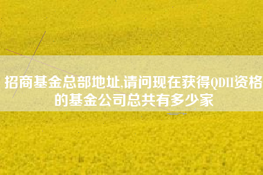 详细阅读:招商基金总部地址,请问现在获得QDII资格的基金公司总共有多少家 招商基金总部地址,请问现在获得QDII资格的基金公司总共有多少家