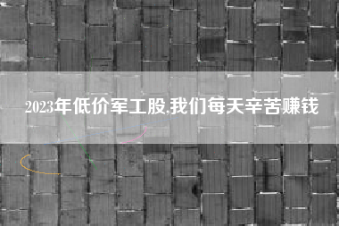 详细阅读:2023年低价军工股,我们每天辛苦赚钱 2023年低价军工股,我们每天辛苦赚钱
