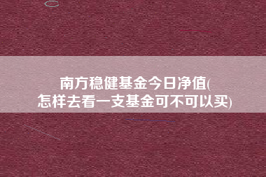南方稳健基金今日净值(
怎样去看一支基金可不可以买)
