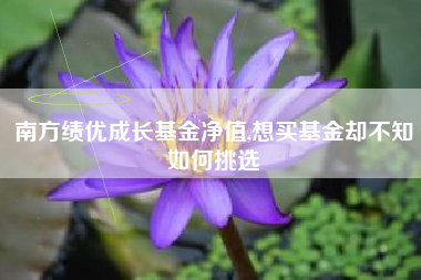 南方绩优成长基金净值,想买基金却不知如何挑选