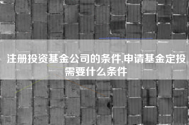 注册投资基金公司的条件,申请基金定投需要什么条件