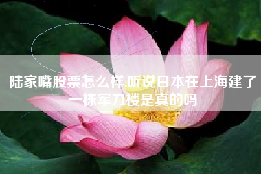 陆家嘴股票怎么样,听说日本在上海建了一栋军刀楼是真的吗