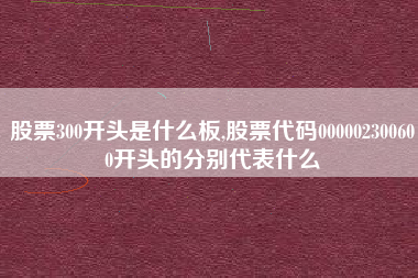 股票300开头是什么板,股票代码000002300600开头的分别代表什么