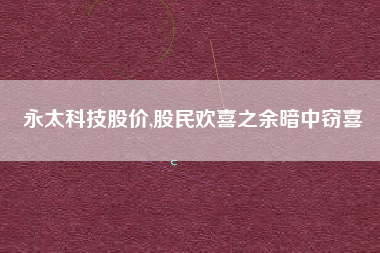 永太科技股价,股民欢喜之余暗中窃喜