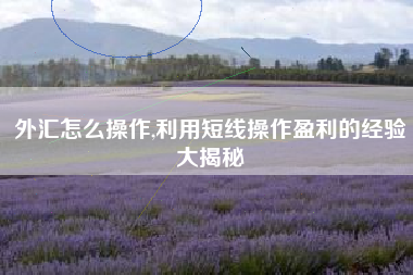 外汇怎么操作,利用短线操作盈利的经验大揭秘