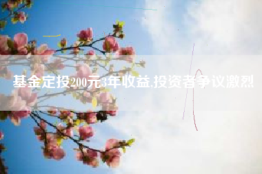 基金定投200元3年收益,投资者争议激烈