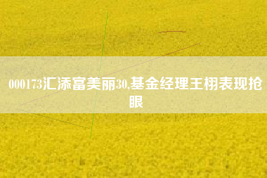 000173汇添富美丽30,基金经理王栩表现抢眼