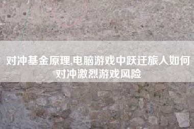 对冲基金原理,电脑游戏中跃迁旅人如何对冲激烈游戏风险