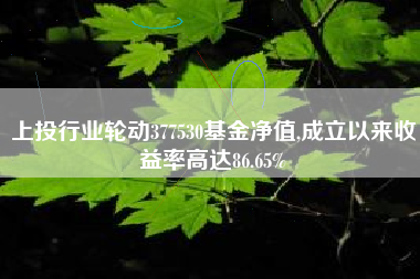 上投行业轮动377530基金净值,成立以来收益率高达86.65%