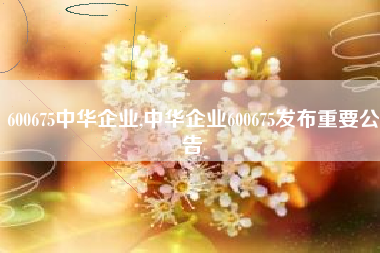600675中华企业,中华企业600675发布重要公告