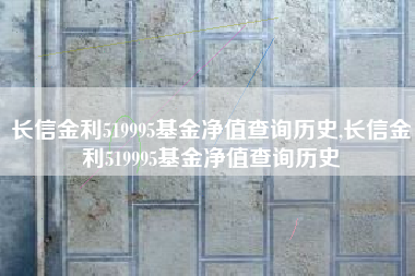 长信金利519995基金净值查询历史,长信金利519995基金净值查询历史