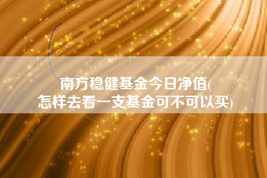 南方稳健基金今日净值(
怎样去看一支基金可不可以买)