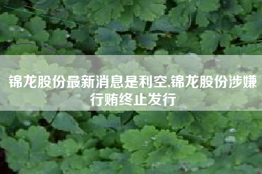 锦龙股份最新消息是利空,锦龙股份涉嫌行贿终止发行
