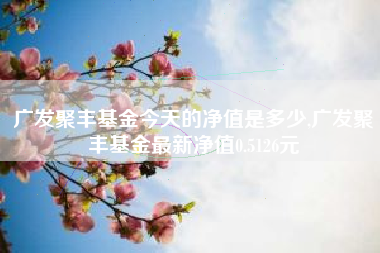 广发聚丰基金今天的净值是多少,广发聚丰基金最新净值0.5126元