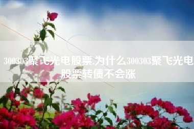 300303聚飞光电股票,为什么300303聚飞光电股票转债不会涨