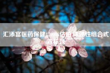 汇添富医药保健470006估值,陈述性组合式双标题