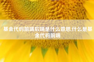基金代码前端后端是什么意思,什么是基金代码前端