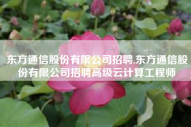 东方通信股份有限公司招聘,东方通信股份有限公司招聘高级云计算工程师