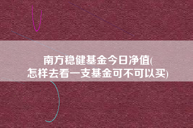 南方稳健基金今日净值(
怎样去看一支基金可不可以买)