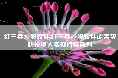 红三兵炒股软件,红三兵炒股软件能否帮助投资人实现持续盈利