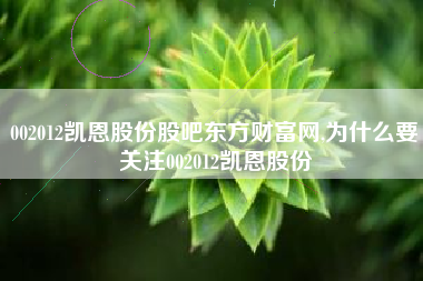 002012凯恩股份股吧东方财富网,为什么要关注002012凯恩股份