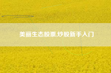 美丽生态股票,炒股新手入门
