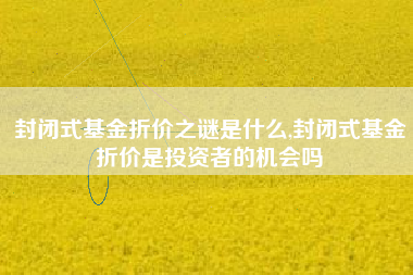 封闭式基金折价之谜是什么,封闭式基金折价是投资者的机会吗