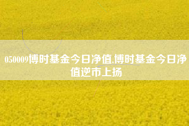 050009博时基金今日净值,博时基金今日净值逆市上扬