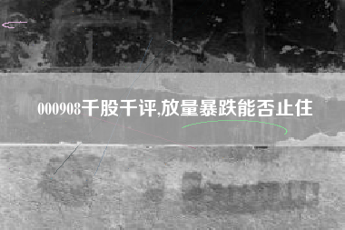 000908千股千评,放量暴跌能否止住