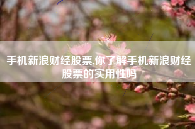 手机新浪财经股票,你了解手机新浪财经股票的实用性吗