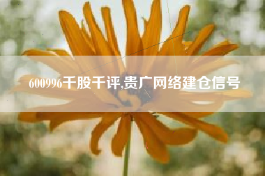 600996千股千评,贵广网络建仓信号