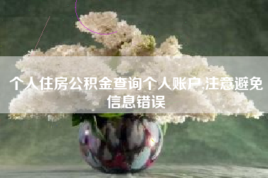 个人住房公积金查询个人账户,注意避免信息错误