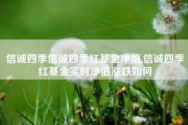 信诚四季信诚四季红基金净值,信诚四季红基金实时净值涨跌如何