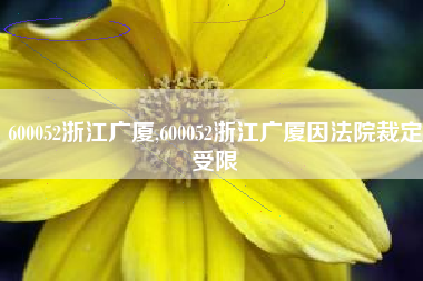 600052浙江广厦,600052浙江广厦因法院裁定受限