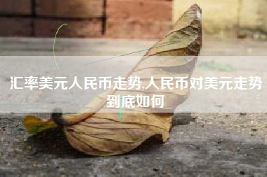 汇率美元人民币走势,人民币对美元走势到底如何