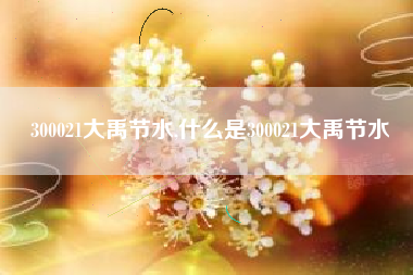 300021大禹节水,什么是300021大禹节水