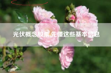 光伏概念股票,先懂这些基本信息