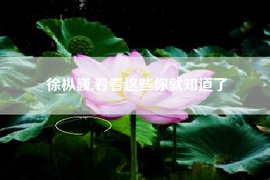 徐枞巍,看看这些你就知道了