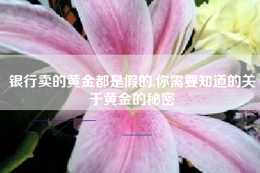 银行卖的黄金都是假的,你需要知道的关于黄金的秘密