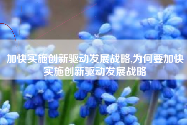 加快实施创新驱动发展战略,为何要加快实施创新驱动发展战略