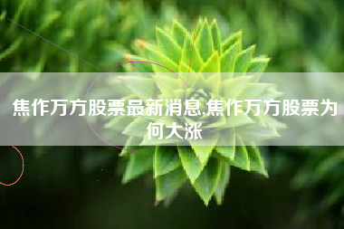 焦作万方股票最新消息,焦作万方股票为何大涨
