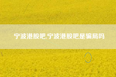 宁波港股吧,宁波港股吧是骗局吗