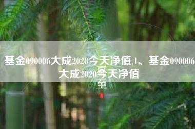 基金090006大成2020今天净值,1、基金090006大成2020今天净值