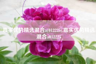 嘉实优势精选混合a(012225),嘉实优势精选混合a012225